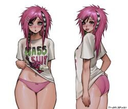 1girls :p ass bad_dogz_(lnwbad_dogza007) blush emo emo_fashion emo_girl emo_hair female grey_eyes heart_piercing mole mole_under_eye navel_piercing no_pants nose_piercing original panties pink_panties septum_piercing solo tongue tongue_out tongue_piercing