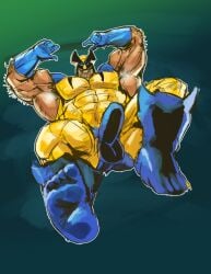 1boy armpits balls bara boner bulge costume erection erection_under_clothes feet male male_only marvel marvel_comics muscles muscular musk paprikaboy penis solo solo_male superhero_costume wolverine_(x-men) x-men yaoi