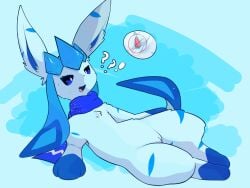 ?! confusion eeveelution female feral generation_4_pokemon glaceon hi_res nintendo nsylveon pokemon pokemon_(species) rule_63 scarf shiny_pokemon solo starei_(starei) tassels