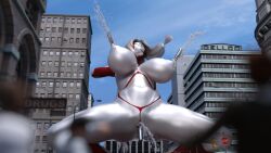3d breasts female lactation large_breasts nipple_insertion nipple_penetration ultraman_(franchise) ultrawoman