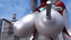 3d large_breasts nipple_insertion nipple_penetration ultraman_(franchise) ultrawoman yoidore