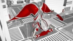 3d alien alien_girl alien_humanoid alternate_camera_angle ass_up building city curvy galactic_art jack-o_pose large_breasts thick_thighs ultraman_(franchise) ultrawoman