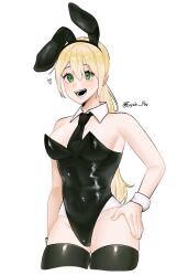 alternate_costume black_legwear black_thighhighs blonde_hair bunny_ears bunny_girl bunnysuit cleavage cowboy_shot detached_collar eeyah_r18 fake_animal_ears female female_only genderswap_(mtf) green_eyes hand_on_hip imai_cosmo kengan_(series) kengan_ashura kengan_omega long_hair looking_at_viewer low_ponytail medium_breasts necktie open_mouth playboy_bunny ponytail rule_63 smile solo thick_thighs thighhighs very_long_hair wide_hips wrist_cuffs