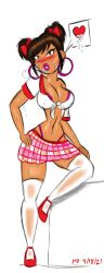 asian asian_bimbo blush cherri_(mdetector5) hoop_earrings lipstick mdetector5 mdfive original_character schoolgirl sweat