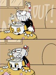 cum cup cuphead cuphead_(game) furry_ears mikahead_(character)