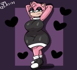 amy_rose anthro armpits breasts clothed clothing dezmine21 female female_only goth goth_girl heart solo solo_female sonic_(series) sonic_the_hedgehog_(series) tails_gets_trolled