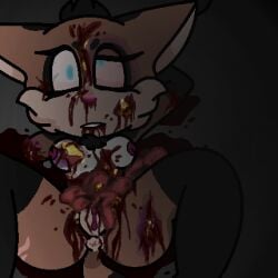 anthro ass black_eye_(injury) blood blue_eyes bodily_fluids bruised death fan_character felid feline female gore low_res lynx male mammal mutilation nude scar solo varlus violence wounded