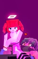 1boy 1girls 3d angel_girl angel_halo big_penis blue_eyes breasts erect_nipples erect_penis horny_female human_male humanoid kenny_(hentaimimi) looking_at_viewer mine-imator minecraft nude_female outside paizuri ponytails red_hair smile stockings tagme titjob ylissy_(ylissymc) ylissymc