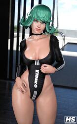 1girls 3d ass big_ass big_breasts cosplay dark_green_hair face_tattoo female female_only green_hair hagiwara_studio kiriko_(overwatch) one-punch_man overwatch overwatch_2 solo tagme tatsumaki_(cosplay) terrible_tornado_kiriko thick_ass thick_thighs wide_hips