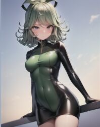 1girls ai_generated female female_only green_hair one-punch_man short_hair solo stable_diffusion tatsumaki