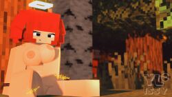 1girls 3d angel_girl angel_halo blue_eyes breasts erect_nipples female forest horny_female humanoid looking_down looking_pleasured masturbation mine-imator minecraft nude_female outside ponytails red_hair smile solo solo_female spread_legs tagme ylissy_(ylissymc) ylissymc