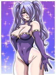 1girls alternate_hairstyle bare_shoulders bare_thighs breasts camilla_(fire_emblem) choker cleavage elbow_gloves female female_only fire_emblem fire_emblem_fates gloves hair_over_one_eye inabakun00 large_breasts leotard long_hair looking_at_viewer nintendo pink_eyes purple_hair reaching_out shoulders smile solo thighs twintails