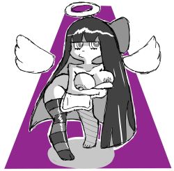 1girls almost_naked angel_wings bent_forward bent_over big_breasts big_breasts covered_nipples covering covering_breasts curvy curvy_body curvy_female curvy_figure curvy_hips eks-out female female female_only goth goth_girl hips legwear legwear_only looking_to_the_side panty_&_stocking_with_garterbelt solo solo_female stocking_anarchy stockings stockings_only thigh_highs thighhighs thighhighs_only wide_hips