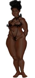 1girls bat_bikini curvy curvy_female curvy_figure dark-skinned_female dark_skin female female_only lowres sling_bikini solo white_background