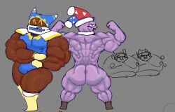 2023 ass big_ass big_butt big_muscles blue_clothing blue_hat blue_headwear brown_body bulge butt clothing fangs flexing fool's_hat footwear fruitgremlin grey_background hat headgear headwear huge_muscles humanoid kirby_(series) looking_back magolor male male_only marx mostly_nude multicolored_hat muscular muscular_humanoid muscular_male nintendo purple_body purple_butt red_clothing red_hat red_headwear simple_background standing teeth vein veiny_muscles yellow_eyes