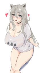 1girls 2020s 2022 alternate_version_available big_breasts blush breasts choker eyebrows_visible_through_hair eyelashes fan_mascot_(vtuber) grey_eyes hololive hololive_gen_5 hololive_japan lion_ears long_hair long_shirt no_bra rika_(akarika057) see-through shirt shirt_dress shirt_only shishiro_botan ssrb tagme virtual_youtuber wet_shirt white_shirt