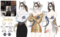 anthro areola balls clothed clothing crossed_arms domestic_cat felid feline felis femboy genitals girly glans hair humanoid_genitalia humanoid_penis jackie_(plna) lipstick long_hair makeup male mammal nipples nude penis plna solo tail