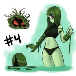 1girls garp_sand green_hair green_skin humanized in_water long_hair panties plants_vs_zombies red_eyes rule_63 spiky_hair tagme tangle_kelp_(pvz) unseen_female_face water