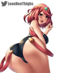 1girls ass big_ass big_butt breasts bubble_butt female female_focus female_only hip_grab huge_ass huge_butt large_ass large_butt leonart nintendo one-piece_swimsuit pyra red_eyes red_hair short_hair short_red_hair swimsuit thick_thighs thighs tongue tongue_out wide_hips xenoblade_(series) xenoblade_chronicles_2