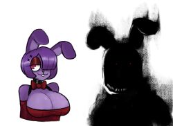 animatronic anthro big_breasts bonfie bonfie_(cryptia) bonnie_(cally3d) bonnie_(fnaf) breasts cally3d clazzey clothed clothing cryptiacurves fazclaire's_nightclub five_nights_at_freddy's fnaf fredina's_nightclub furry garp_sand genderswap genderswap_(mtf) hair_over_one_eye horror huge_breasts looking_at_viewer rabbit rabbit_ears red_eyes rule_63 scary scottgames tagme withered_bonnie