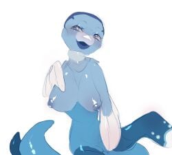 arctovish blue_body breasts female fish furry humanoid monster monster_girl naked no_bra no_panties pokémon_(species) pokemon scalie shaved_pussy shiny_skin slit_pupils tail verkzst wet