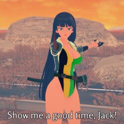 black_hair female_only green_eyes helena_(amateurthrowaway) hime_cut long_hair original pov sword tagme thehguy