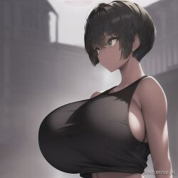 ai_generated huge_breasts op_ai short_hair tank_top