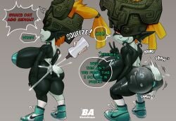 1girls anus ass ass_clapping big_ass big_breasts blazinahegao bouncing_ass bouncing_breasts breasts bubble_ass bubble_butt clapping_cheeks dialogue disembodied_hand erect_nipples fat_ass female female_only huge_ass huge_breasts imp_midna large_ass looking_at_viewer looking_back mask midna motion_lines naked_footwear naked_with_shoes_on nipples nude nude_female oil oiled_skin orange_hair shoes shortstack smile smug socks solo text the_legend_of_zelda thick_ass thick_thighs twerking twili twilight_princess v_sign wide_hips