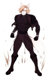 absurd_res anthro biped black_clothing blonde_hair clothed clothing hair hi_res male muscular muscular_anthro muscular_male plna solo