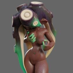 1girls 3d 3d_(artwork) big_breasts blender_(software) blender_cycles breasts closed_eyes dark-skinned_female dark_skin front_view green_hair green_piercing hips long_hair marina_(splatoon) marina_(wo262) navel navel_piercing octoling octoling_girl self_breast_sucking self_upload simple_background solo solo_female splatoon standing sucking_own_breasts sweating tealgerudo tentacle_hair thick_thighs thighs