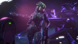 343_industries 3d alien alien_girl anthro athletic athletic_female boobs complex_background curvy curvy_figure female female_sangheili game_screenshot gray_background halo_(game) halo_(series) helmet hi_res highres lanhar_vids looking_at_viewer microsoft on_model rookie425 sangheili solo techsuit