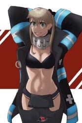 2023 artist_request bikini bikini_bottom bikini_top cosplay en'en_no_shouboutai enen_no_shouboutai fire_force green_eyes light_brown_hair maka_albarn mobi_mobi soul_eater