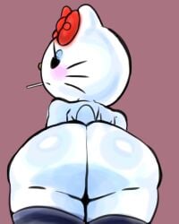 1girls big_ass big_butt blush bowtie bowtie_on_head cat_ears catgirl eyelashes eyeliner eyeshadow fat_ass feline furry hello_kitty hello_kitty_(character) hello_kitty_(series) kitty_white sanrio savagensfw solo solo_female solo_focus tail thick_thighs thighhighs white_fur