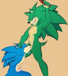 anthro balls blowjob cum furry gay penis scourge_the_hedgehog sonic_(series) sonic_the_hedgehog sonic_the_hedgehog_(archie) tied_arms yaoi