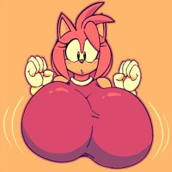 amy_rose breasts bust_portrait colacoot female fur hedgehog huge_breasts motion_lines sega sonic_(series) video_games