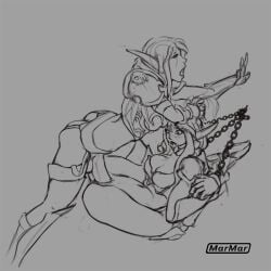 1futa 1girls big_penis black_and_white blizzard_entertainment bondage bottomless breasts chains clothed clothing duo erection female forsaken futa_on_female futanari human marmar mostly_nude night_elf on_back penis sex sketch sylvanas_windrunner tyrande_whisperwind vaginal_penetration vaginal_sex warcraft world_of_warcraft