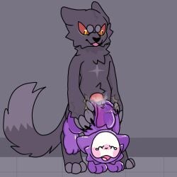1boy ambiguous_gender artist_request dick furry grabbing kaiju_paradise panther_(kaiju_paradise) roblox roblox_game slime slime_pup_(kaiju_paradise) source_request tagme