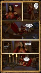 2girls 3d big_breasts black_hair blizzard_entertainment blonde_hair comic dialogue high_heels human human_(world_of_warcraft) justicaralb light-skinned_female light_skin lorena_cantoclaro original_character red_lipstick scarlet_crusade stockings warcraft world_of_warcraft