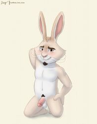 anthro blush chickenhare_and_the_hamster_of_darkness diam_snow hands_behind_head hare hi_res king_peter lagomorph leporid male mammal nude pose rabbit solo tall_ears whiskers