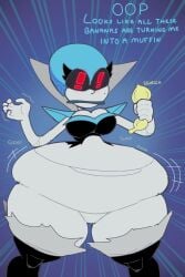 1girls bandana belly big_belly big_breasts deltarune deltarune_chapter_2 dialogue fat female female_only gloves hyper_bimbo kris_get_the_banana oogabutt pussy queen_(deltarune) ripped_clothing ripped_pants ripped_stockings robot robot_girl thick thick_thighs thighhighs thighs weight_gain white_skin