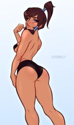 1girls ass ass_focus avatar_legends dark-skinned_female dark_skin dimedrolly female female_only korra short_shorts solo the_avatar the_legend_of_korra water_tribe