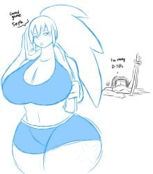 big_ass big_breasts big_thighs breasts_bigger_than_head defeated female female_only final_fantasy final_fantasy_vii greninja huge_breasts igphhangout large_breasts mizu_(igphhangout) pokemon pokemon_(species) sephiroth smash_bros workout_clothes