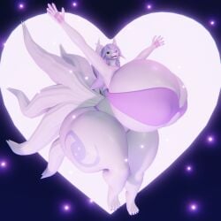 1:1 3d 3d_(artwork) 9_tails anthro ass big_breasts big_butt bikini blender_(software) breasts canid canine clothing darkdraketom digital_media_(artwork) female fox fur fur_markings furry hair heart hi_res huge_breasts huge_butt hyper hyper_breasts hyper_butt jumping lokutofox looking_at_viewer mammal markings multi_tail pawpads purple_eyes purple_hair simple_background smile smiling_at_viewer solo swimwear tail thick_thighs white_body