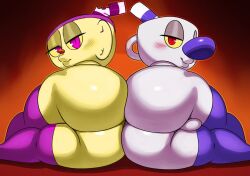 1boy 1girls balls big_ass blush cuphead_(game) edited evil fat_ass female femboy femboy_only feminine_male gameoveredits gay grey_skin looking_at_viewer male ms._chalice mugman presenting purple_eyes sssonic2 thick thick_ass thick_thighs thighhighs thighs third-party_edit yellow_eyes yellow_skin