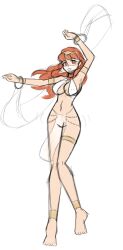 1girls armpits bangs bare_legs barefoot breasts celica_(fire_emblem) cleavage covered_nipples dancer dancing female female_only fire_emblem fire_emblem_echoes:_shadows_of_valentia full_body grin hen_nerd large_breasts legs long_hair looking_at_viewer mouth_veil nintendo orange_eyes orange_hair pelvic_curtain see-through sideboob smile solo veil