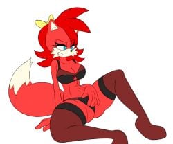 fiona_fox furry_only lingerie lingerie_only masturbation rubbing_pussy solo solo_female sonic_(series) sonic_the_hedgehog_(archie) sonic_the_hedgehog_(series) thighhighs