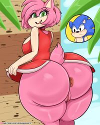 1boy 1girls 2020s 2023 20s 5_fingers amy_rose animal_ears anthro anthro_only anthrofied anus ass big_ass big_butt black_nose bmayneart bottom_heavy bottomless breasts bubble_ass bubble_butt clothed clothing dat_ass digital_drawing_(artwork) digital_media_(artwork) dress dress_lift eulipotyphlan eyebrows eyebrows_visible_through_hair eyelashes fat_ass fat_butt female female_focus genitals girly going_commando green_eyes hairband hedgehog hedgehog_girl hi_res huge_ass humanoid_genitalia humanoid_hands humanoid_penis humanoid_vagina large_ass large_butt looking_at_viewer looking_back male mammal massive_ass massive_butt miniskirt multicolored_fur no_panties no_underwear open_mouth open_smile pink_fur plump_ass pussy red_dress round_ass round_butt sega short_skirt skirt skirt_lift solo_focus sonic_(series) sonic_the_hedgehog sonic_the_hedgehog_(series) sweat tail tan_fur thick thick_ass thick_thighs twitter two_tone_fur vagina video_games wide_hips