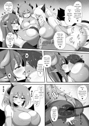 comic demon_girl doskoinpo dress_succubus femdom kissing latex_suit long_hair massive_ass massive_breasts massive_thighs mommy_kink succubus succubus_horns succubus_tail suit_baby teen_boy thighs whitepink_(artist) wide_hips