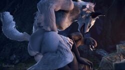 2boys 3d alien anal animated anthro big_balls big_butt canine_cock forest furry gay halo_(series) internal_cumshot knotted_penis knotting naked no_sound rayhuma sangheili tagme video werewolf