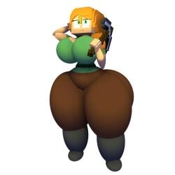 3d alex_(minecraft) big_ass big_breasts curvy freckles huge_breasts huge_hips minecraft pickaxe pickaxe_(minecraft) sospoo square_head thick_thighs wide_hips